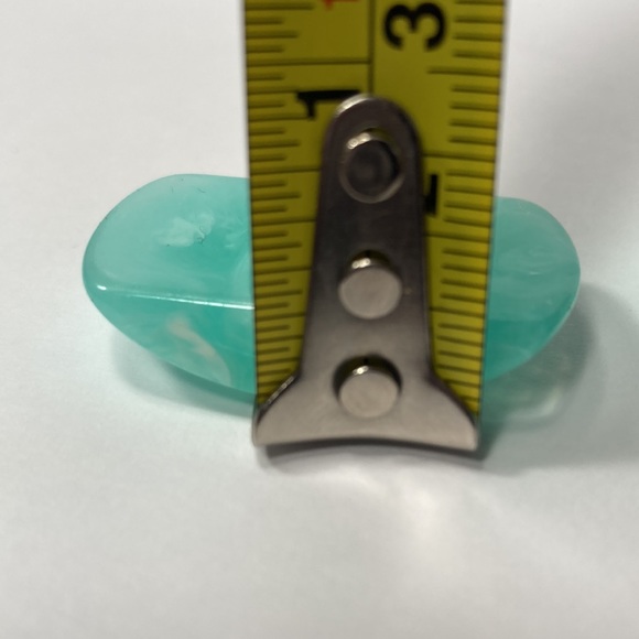 Aqua Blue with slight Ocean Wave Pattern Clip on Earrings - Picture 11 of 12